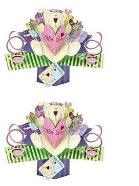 Pack of 2 Pop up 3D Paper Teddy Bear Birthday Card